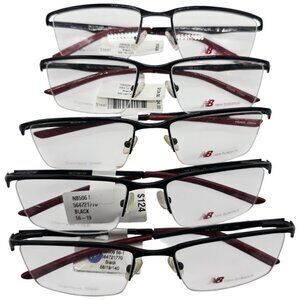 Lot Of 5 New Balance Stainless Steel Black & Red Eyeglass Frames